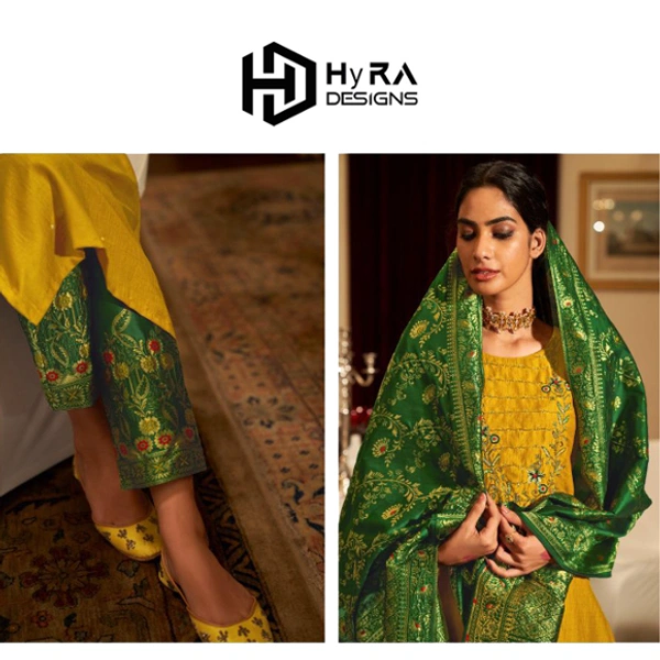 Signature Kurti - L, Yellow & Green, T-80004